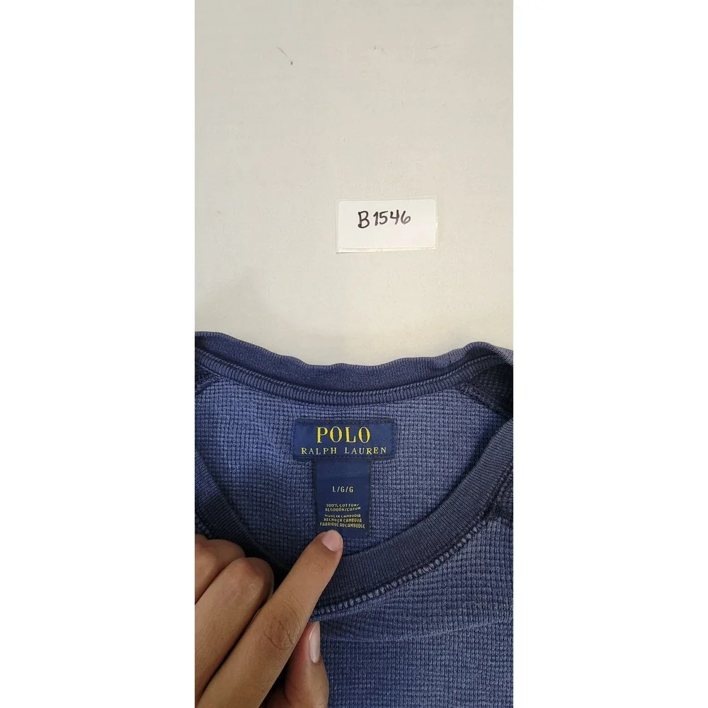 Polo Ralph Lauren Men's Long Sleeve Knit Crewneck Shirt L Navy Blue‎